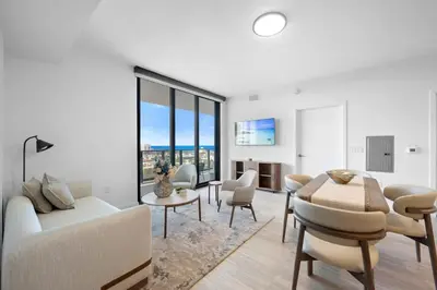 a living room with a couch and a table at NOK Fantastic 1 BR Den in Miami in Miami Beach
