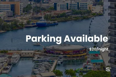 a view of a marina with boats in the water at Modern 1BR in Downtown Doral - Free Parking and Wellness Amenities in Miami