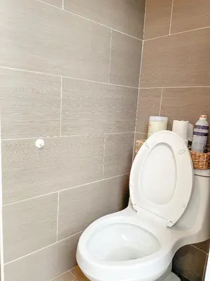 a bathroom with a white toilet in a room at Lodgings by Lisa in Cooper City
