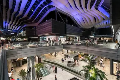 an overhead view of a shopping mall with people in it at Newly Renovated Brickell Stay with Views and Amenities in Miami