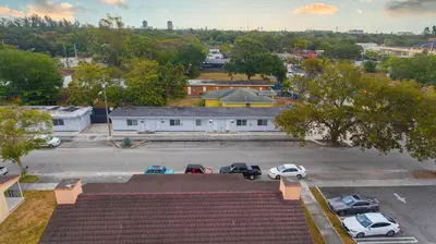 an aerial view of a parking lot with cars parked at Luxury Miami Studio Close to Wynwood & Downtown in Miami