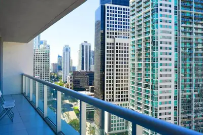 a balcony with a view of a city at Luxury Living in Brickell - Stunning City Views in Miami