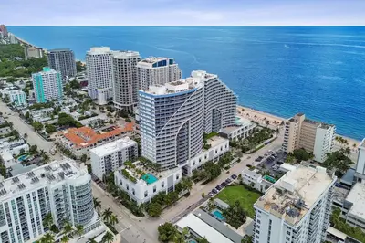 an aerial view of a city next to the ocean at 2BR W Residence 18th Floor, Ocean, Inter-coastal, & City Views in Fort Lauderdale