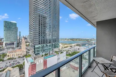 a view from the balcony of a building at Alea Miami Designer Studios Downtown in Miami