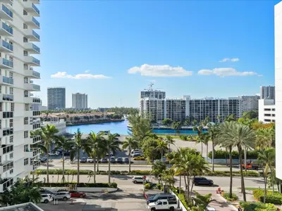 a view of a city with a river and buildings at Sea Air Towers - Oceanfront Condo w Pool & Gym in Hollywood