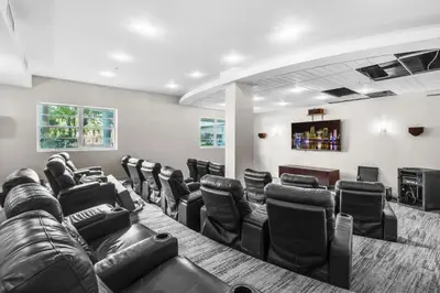 a salon with leather chairs and a waiting room at Family-Friendly Beach Condo Steps to the Ocean- 9th floor in Hollywood Beach
