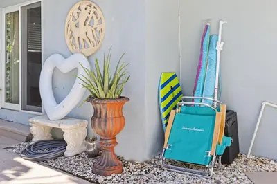 a group of items sitting next to a house at 3-Bedroom Villa with Heated Pool near Wilton Drive & Fort Lauderdale Beach in Fort Lauderdale
