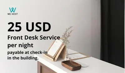 a white counter with a front desk service sign on it at GREAT STUDIO - Luxe Brickell Stay Near Bay in Miami