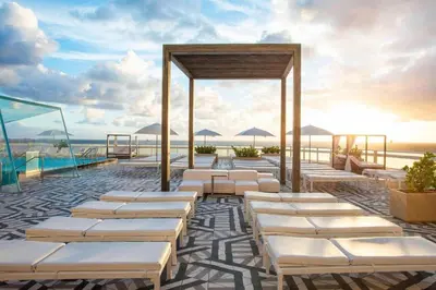 a rendering of a pool on the roof of a resort at Luxe Bayview Condo w Sauna, Hot tub & Beach Access in Fort Lauderdale