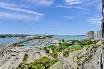 an aerial view of a city with a harbor at Miami 30th floor 3BR Luxury Condo with Views in Miami
