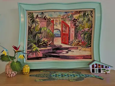 a picture of a room with a painting on the wall at The Bird-2 blocks to beach-Heated Pool-Hot Tub in Fort Lauderdale