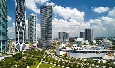 a city with tall skyscrapers in a city at The Grayson Hotel Miami Downtown in Miami