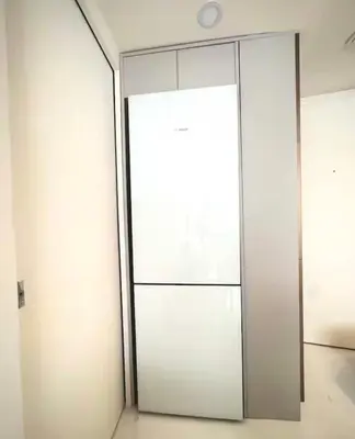 a glass door in a room with a mirror at Chic & Cozy 1BR in Miami Best South Beach Location in Miami Beach