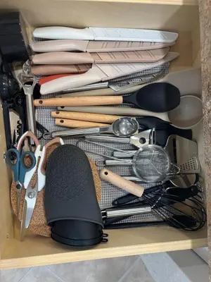 a drawer filled with lots of kitchen utensils at Close to the beach, in a quiet neighborhood in Hollywood