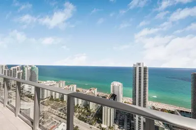 a view of the ocean from the balcony of a building at Hyde Dream Penthouse in Hollywood