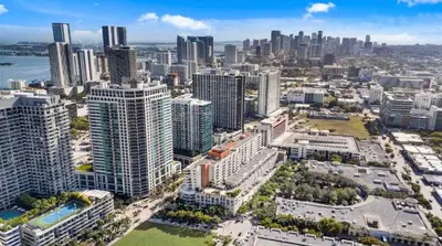 an aerial view of a city with tall buildings at Midtown Miami Marvel- Heated Pool & Prime Location in Miami