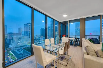a living room with a view of the city at Amazing property in Miami