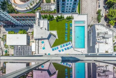an aerial view of a city with a building at Downtown Miami Excape in Miami