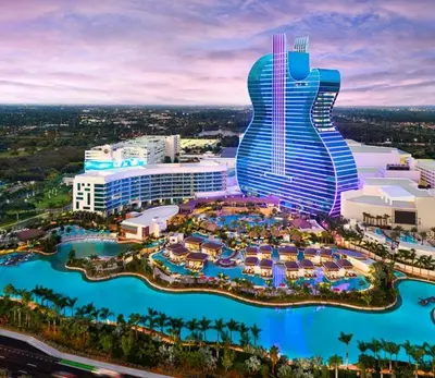 a rendering of a resort with a large building at Private Studio with Patio-King Bed, Near Beach & Casinos in Hollywood