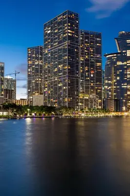 a view of a city skyline at night at Amazing 1bed at The W icon brickell in Miami
