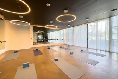 a large room with yoga mats on the floor at 2909 Elegant 1BR in Miami Downtown with Pool and Gym in Miami