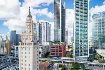 a view of a city with tall buildings at 4612 High-Floor Studio w Skyline View and a 24-hour Gym in Downtown Miami in Miami