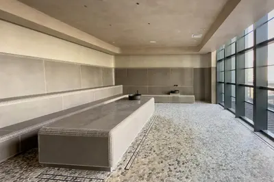 a large room with a large bench in a building at 2907 Modern Apartment in Downtown Miami with Pool and Gym in Miami