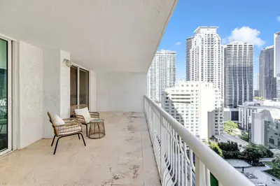 a balcony with a view of a city at Upscale4 Brickell Retreat with Bay n City Views in Miami