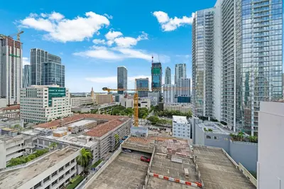 a view of a city skyline with tall buildings at Sleek Escape-Resort-Style Stay with Pool Spa & more in Miami