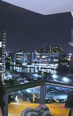 a view of a city at night with traffic at Hollywood Beach, Miami, Oceanfront retreat in Hollywood