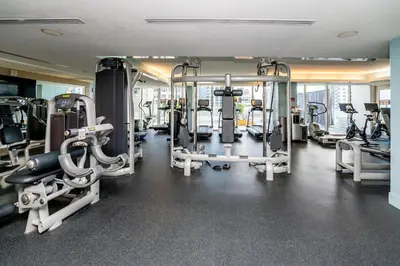 a gym with several tread machines in a room at W Fort Lauderdale Corner Unit with Ocean View and Resort Access - 2BR 2BA in Fort Lauderdale