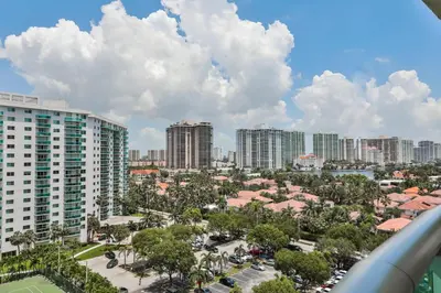 an aerial view of a city with tall buildings at The Elevated Above STR-02687 in Sunny Isles Beach