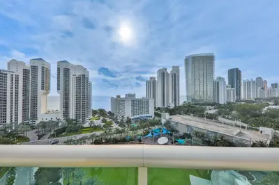 a view of a city skyline with tall buildings at Ocean view Penthouse - Royal stay in Sunny Isles Beach