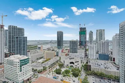 an aerial view of a city with tall buildings at City Atelier -Sauna Pool Parking in Miami