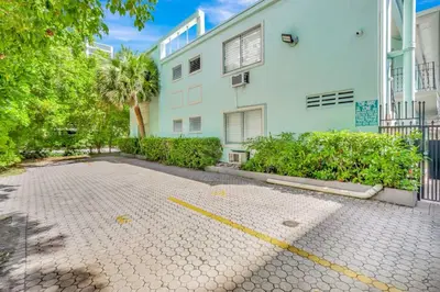 an empty parking lot in front of a building at 1BR Miami Beach Apt with 3 Queens plus Free Parking in Miami Beach