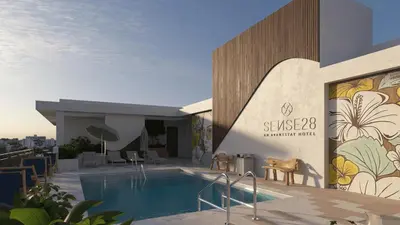 a rendering of a hotel with a swimming pool at Sleeps 20 3 Suites in New Luxury Hotel w Rooftop Pool Sense28 by AvantStay in Miami
