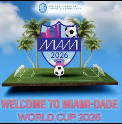 a sign for miami soccer club welcome to main dance world cup at 78 Tropical soak in Miami