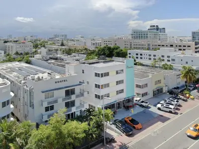 an aerial view of a city with buildings at Geneva Hotel in Miami Beach