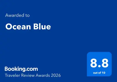 a blue screen with the text upgraded to ocean blue at Ocean Blue in Miami Beach