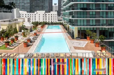 an overhead view of a swimming pool on a building at Dua Miami, Autograph Collection in Miami