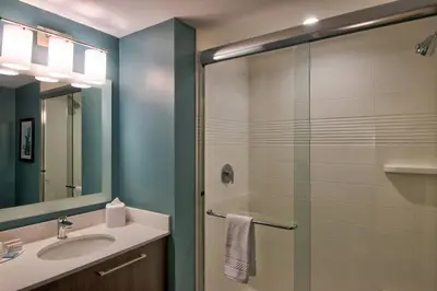 a bathroom with a shower and a sink at TownePlace Suites by Marriott Miami Airport in Miami
