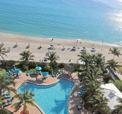 an aerial view of a resort with a beach at THE TIDES 2bedrooms apt 14th floor WE ARE ON THE BEACH! in Hollywood