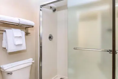 a bathroom with a shower and a toilet at SpringHill Suites by Marriott Miami Airport South Blue Lagoon Area in Miami