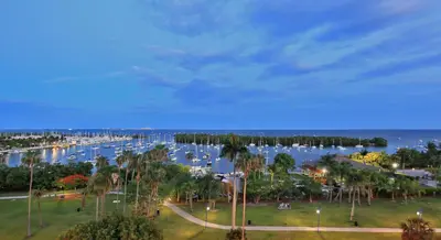 a view of a marina with boats in the water at The Mutiny Luxury Suites Hotel in Miami