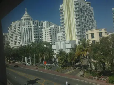 a view of a city with tall buildings at Collins Avenue Hostel in Miami Beach