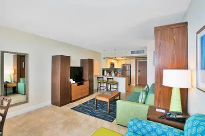 a living room with a couch and a table at Hollywood Beach Tower in Hollywood