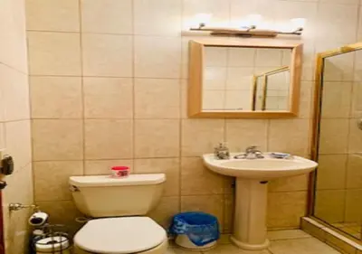a bathroom with a toilet and a sink at Blue House Miami in Miami Beach