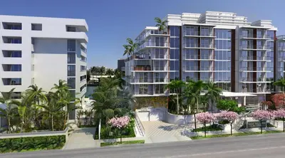 an artist rendering of the proposed apartment complex at Grand Beach Hotel Bay Harbor in Miami Beach