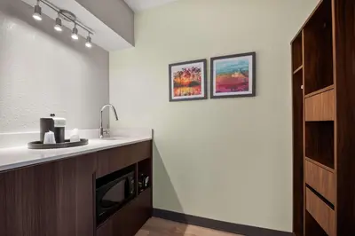 a bathroom with a sink and a microwave at Hampton Inn Weston Fort Lauderdale in Weston