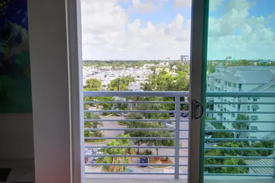 a window view of a parking lot from a hotel room at Maritime Hotel Fort Lauderdale Airport & Cruiseport in Fort Lauderdale